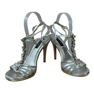 White House Black Market women’s Laurel rhinestone sandal high heel, size 8
